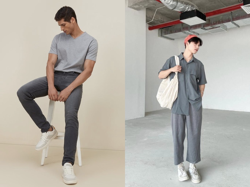 Phối đồ với màu xám