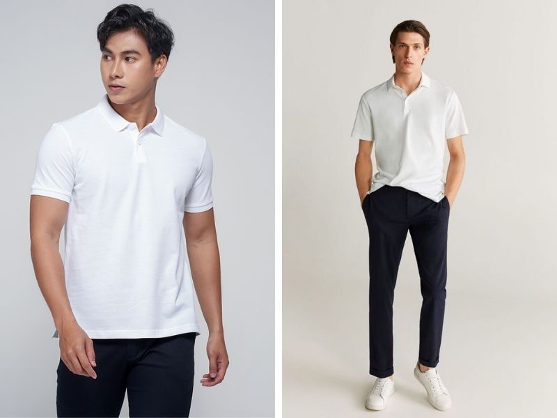 Phối áo polo trắng